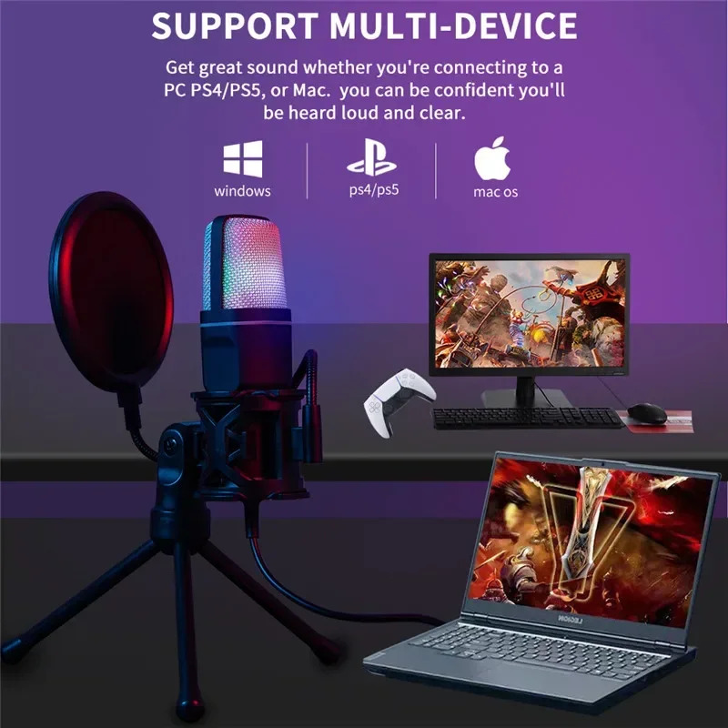 Esports Gaming Live - USB Microphone Clear Full RGB Capacitive