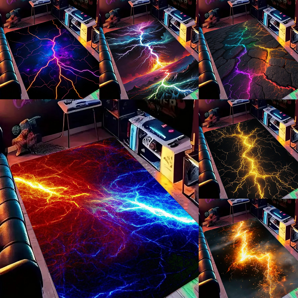 Esports Gaming Live - Lightning Crack Pattern Gaming Carpet Man's